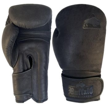 Guantes De Boxeo De Cuero De Búfalo Negro 12oz