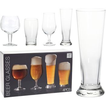 Vasos + Copas Cerveza Vidrio 4 Piezas Juego - Atmosfera
