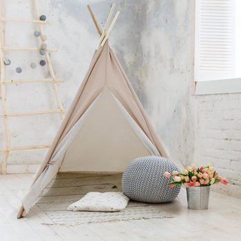 Tienda Tipi Interior Acampada Fantasía Rosa En Casa Campaña Para Niños