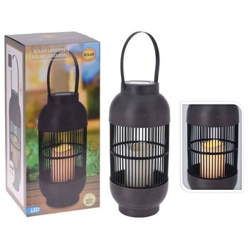 Farol Solar Led Con Vela Ratán Negro Progarden