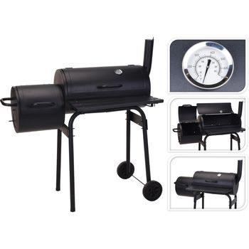 Barbacoa ahumador carbón – Juan – Smoker premium con aireadores, ahumador,  gril, compartimento de ahumado negro