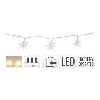 Guirnalda A Pilas Fija 10 Leds Estrellas Decorativas Ø45mm Luz Blanco Frio 1,30m