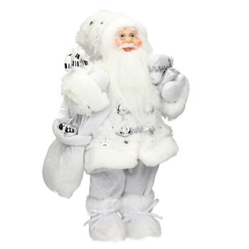 Papá Noel Deco Figura Blanco 37cm Con Bolsa De Regalo Ecd Germany