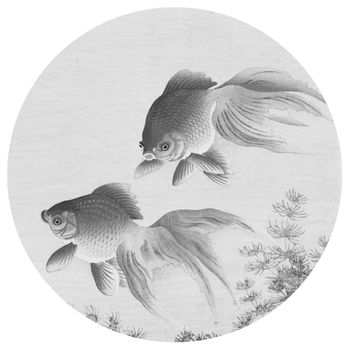 Círculo De Papel Pintado Two Goldfish 190 Cm Wallart