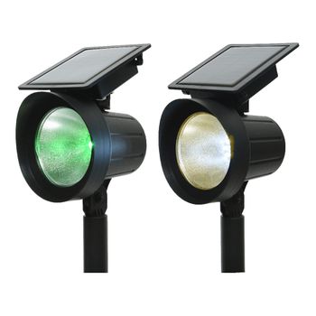 Set 2 Estacas Proyector Solar Led 25 Lumen Verde Y 3200k - Neoferr*