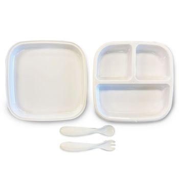 Juego De Platos Para Niños De Silicona Quuby Blanco Deryan