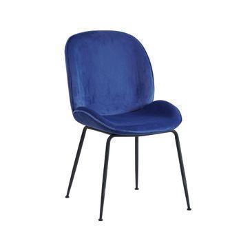 Silla De Comedor De Terciopelo Denise 50 X 60 X 90 Cm - Azul