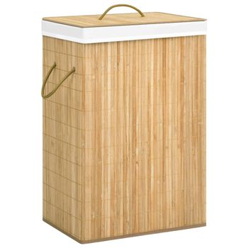 Cesto Para La Ropa Salla Con Bolsa Extraíble Bambú Y Poliéster 60 X 40 X 30  Cm (72 L) - Natural [en.casa] con Ofertas en Carrefour