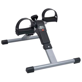 Mini bicicleta elíptica, 10 velocidades, Pantalla LCD, Pedales  antideslizantes, Gris, Veleta