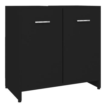 Armario De Baño Madera Contrachapada Negro 60x33x61 Cm Vidaxl