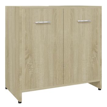 Armario De Baño Madera Contrachapada Color Roble 60x33x61 Cm Vidaxl