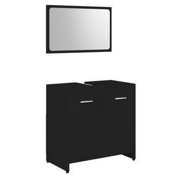 Conjunto De Muebles De Baño Madera Contrachapada Negro Vidaxl