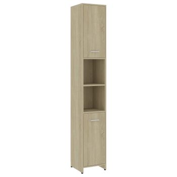 Armario De Baño Madera Contrachapada Color Roble 30x30x183,5 Cm Vidaxl