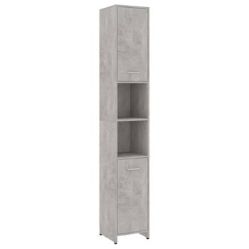 Armario Baño Madera Contrachapada Gris Hormigón 30x30x183,5 Cm Vidaxl