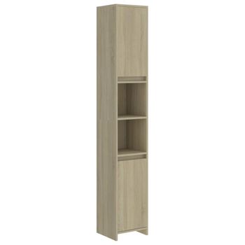 Armario De Baño Madera Contrachapada Color Roble 30x30x183,5 Cm Vidaxl