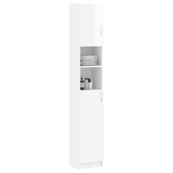 Armario Baño Madera Contrachapada Blanco Brillo 32x25,5x190 Cm Vidaxl