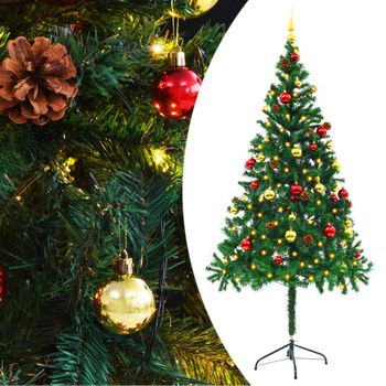 Árbol De Navidad Preiluminado Con Luces Y Bolas Verde 180 Cm Vidaxl