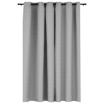 Cortina Opaca Con Ojales Look De Lino Gris 290x245 Cm Vidaxl