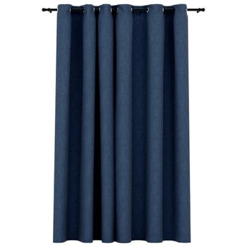 Hommoo Cortinas opacas con ojales look de lino 2 pzas gris 140x245 cm