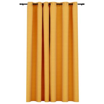 vidaXL VX321182 Cortinas opacas con ganchos look de lino 2 pzas azul  140x245 cm - VX321182 - Epto