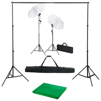 Kit Estudio Fotográfico Con Telón De Fondo, Lámparas Y Paraguas Vidaxl