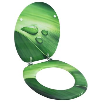 Asiento De Inodoro Con Tapa Mdf Verde Diseño Gota De Agua Vidaxl