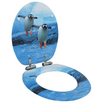 Tapa De Váter Wc De Cierre Suave Mdf Diseño De Pingüinos Vidaxl