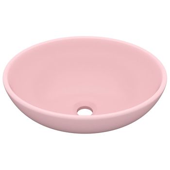 Lavabo De Lujo Ovalado Cerámica Rosa Mate 40x33 Cm Vidaxl