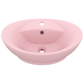 Lavabo Lujoso Con Rebosadero Cerámica Rosa Mate 58,5x39 Cm Vidaxl