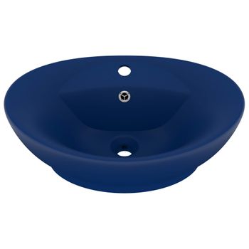 Lavabo Lujoso Con Rebosadero Cerámica Azul Oscuro 58,5x39cm Vidaxl