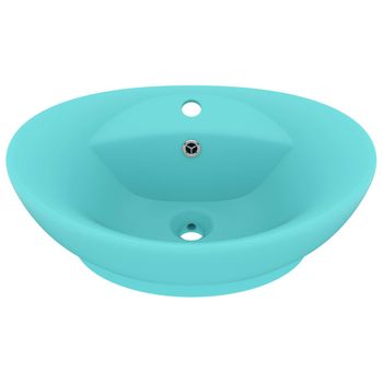 Lavabo Lujoso Con Rebosadero Cerámica Verde Claro 58,5x39cm Vidaxl