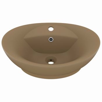 Lavabo Lujoso Con Rebosadero Cerámica Crema Mate 58,5x39 Cm Vidaxl