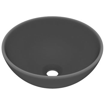 Lavabo De Lujo Redondo Cerámica Gris Oscuro Mate 32,5x14 Cm Vidaxl