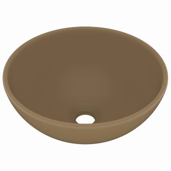 Lavabo De Lujo Redondo Cerámica Crema Mate 32,5x14 Cm Vidaxl