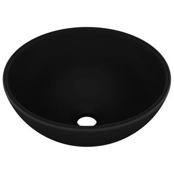 Lavabo De Lujo Redondo Cerámica Negro Mate 32,5x14 Cm Vidaxl