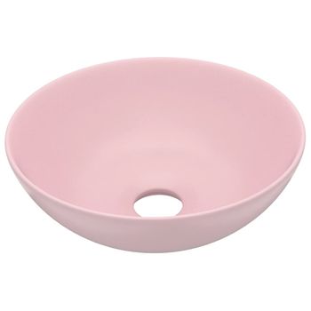 Lavabo De Cuarto De Baño Redondo Cerámica Rosa Mate Vidaxl