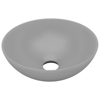 Lavabo De Cuarto De Baño Redondo Cerámica Gris Claro Vidaxl