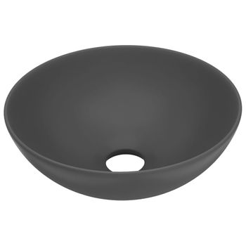 Lavabo De Cuarto De Baño Redondo Cerámica Gris Oscuro Vidaxl