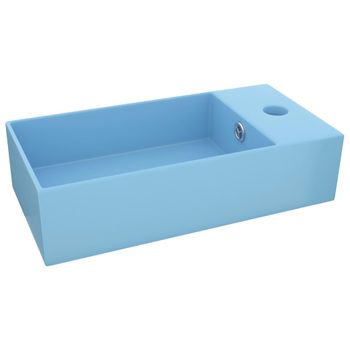 Lavabo Con Rebosadero Cerámica Azul Claro Vidaxl