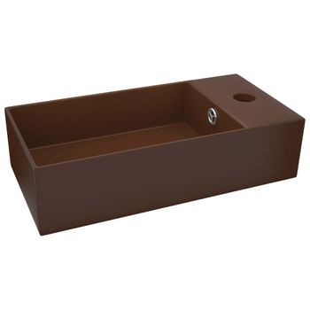 Lavabo Con Rebosadero Cerámica Marrón Oscuro Vidaxl