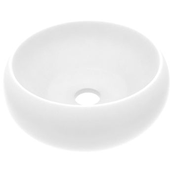 Lavabo De Lujo Redondo Cerámica Blanco Mate 40x15 Cm Vidaxl