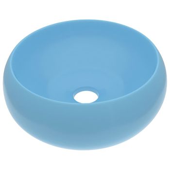 Lavabo De Lujo Redondo Cerámica Azul Claro Mate 40x15 Cm Vidaxl