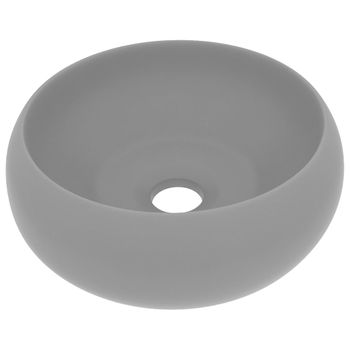 Lavabo De Lujo Redondo Cerámica Gris Claro Mate 40x15 Cm Vidaxl