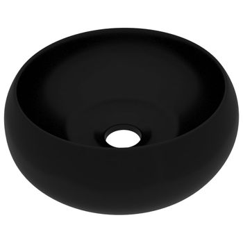 Lavabo De Lujo Redondo Cerámica Negro Mate 40x15 Cm Vidaxl