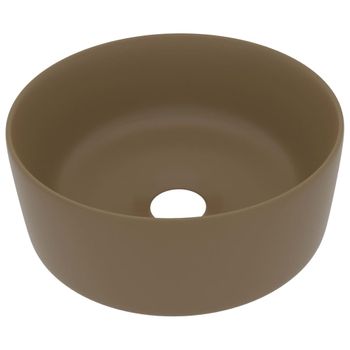 Lavabo De Lujo Redondo Cerámica Crema Mate 40x15 Cm Vidaxl