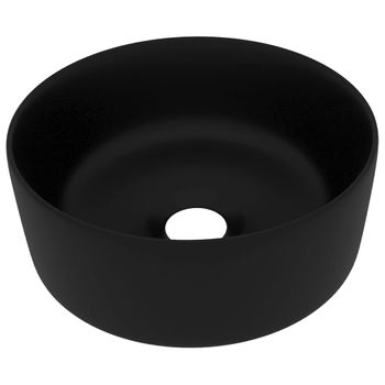 Lavabo De Lujo Redondo Cerámica Negro Mate 40x15 Cm Vidaxl