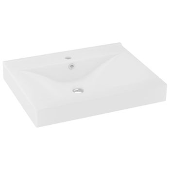 Lavabo De Lujo Con Grifo Cerámica 60x46 Cm Blanco Mate Vidaxl