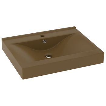 Lavabo De Lujo Con Grifo Cerámica 60x46 Cm Crema Mate Vidaxl