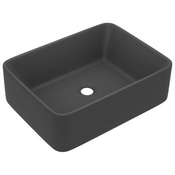 Lavabo De Lujo Cerámica Gris Oscuro Mate 41x30x12 Cm Vidaxl