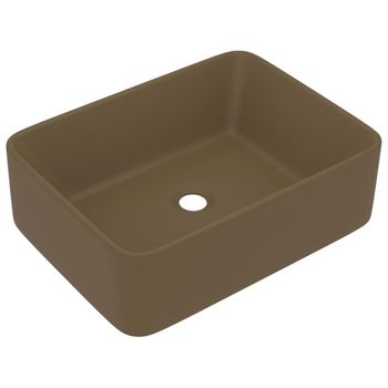 Lavabo De Lujo De Cerámica Crema Mate 41x30x12 Cm Vidaxl